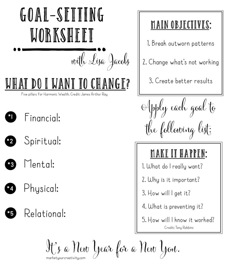 Goal-Setting Worksheet | New Year for a New You on Marketing Creativity