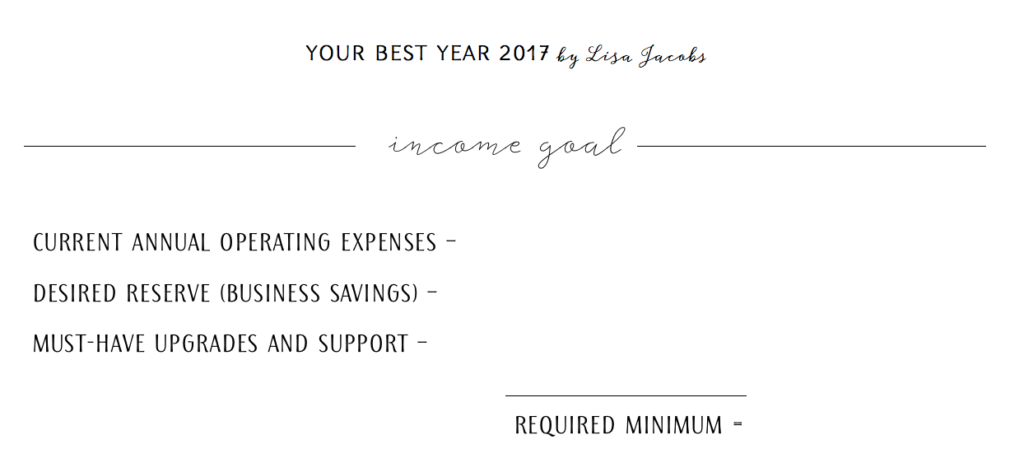 Required minimum (setting an income goal for business)